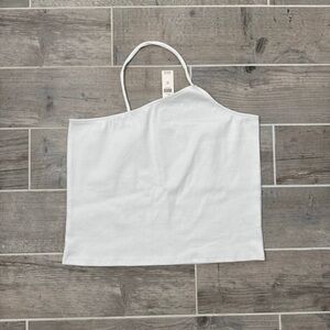 White Asymmetrical Halter Top